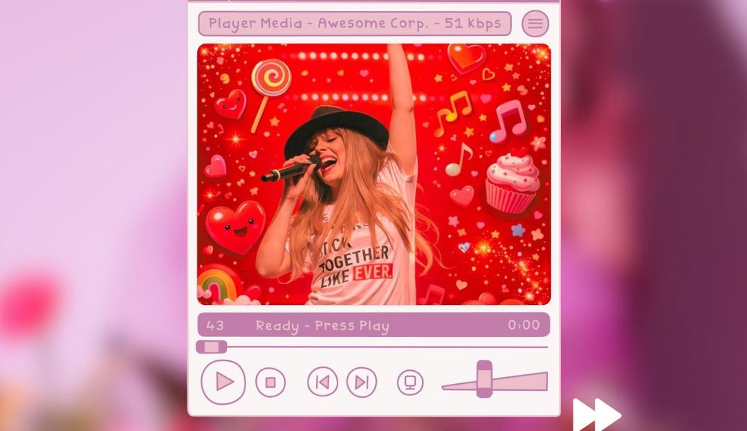 A promotional image featuring Taylor Swift by Rachel.